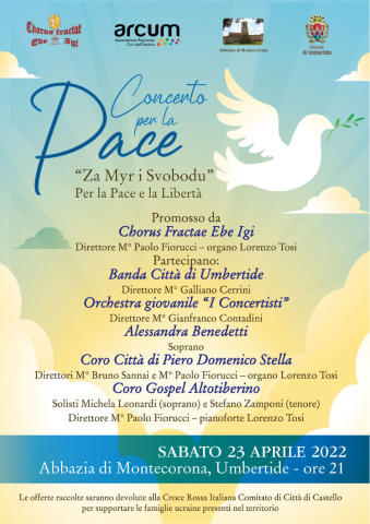 Il 23 aprile all'Abbazia di Montecorona il concerto “Per la Pace e la Libertà” per aiutare le vittime della guerra in Ucraina