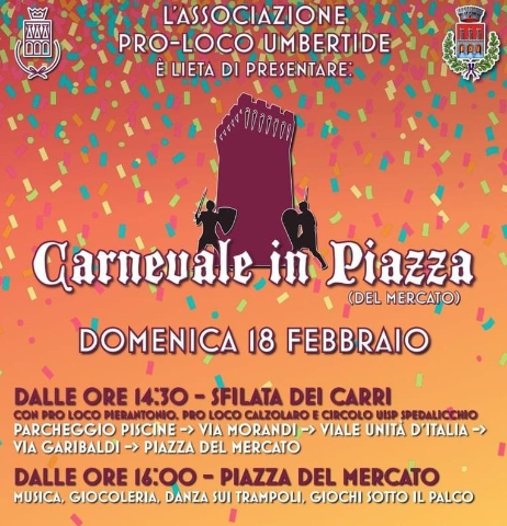 Fissata per domenica 18 febbraio la nuova data per l'evento dei Carri di Carnevale ad Umbertide