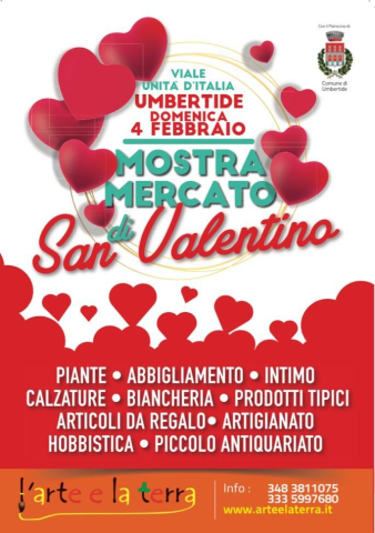 Domenica 4 febbraio in viale Unità d'Italia arriva la terza edizione della Mostra Mercato di San Valentino